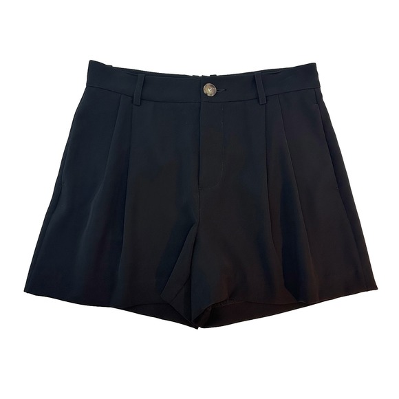 Vince Pants - VINCE High Rise Pleated Dress Shorts • 8 • black • Chic Minimalist Quiet Luxury